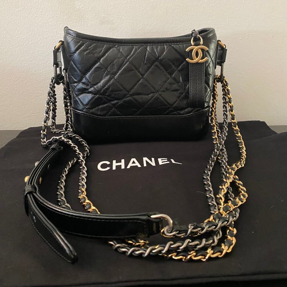 Authentic CHANEL Small Gabrielle Hobo Black Bag - Picture 1 of 8